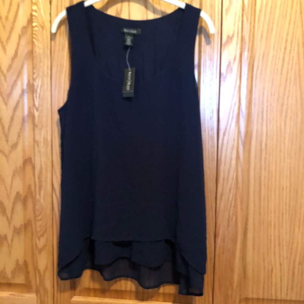 NWT WHITE HOUSE BLACK MARKET NAVY BLUE TOP SZ L
